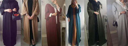 A Islamic clothing for women abaya Muslim fashion kaftan dress long sleeve cardigan solid Arab Dubai Turkish Islam dresses