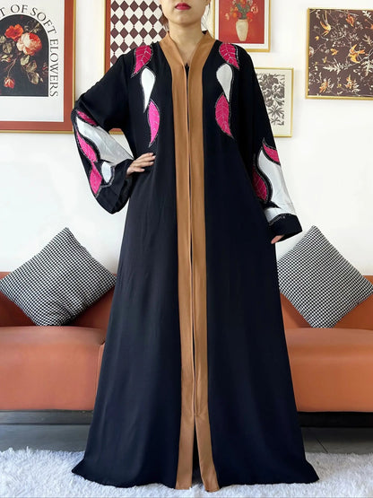 High Grade Fabric Women Party Dress Chiffon Open Abaya Muslim Women Dress Islamic Clothing Cardigan Abaya Women Muslim Dress