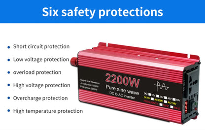 Pure Sine Wave Inverter DC 12V/24V To AC 110V/220V 1000W 1600W 2000W 2200W Portable Power Bank Converter Solar Inverter