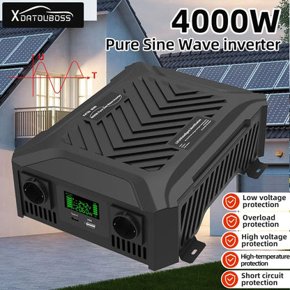 DATOU BOSS Pure Sine Wave Inverter 12v 24v 1200w 2300w Two Voltages Support dc ac Inverter 12v to 220v EU Peak Power 4000W