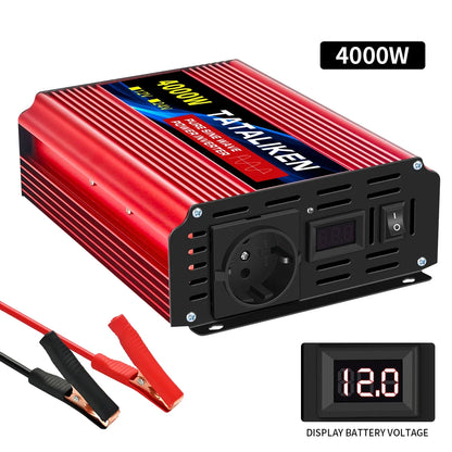 1600W/2200W/3000W/4000W  Pure Sine Wave Inverter DC 12V/24V to AC 220V 50hz Power Inverter Charger Converter Adapter EU Socket