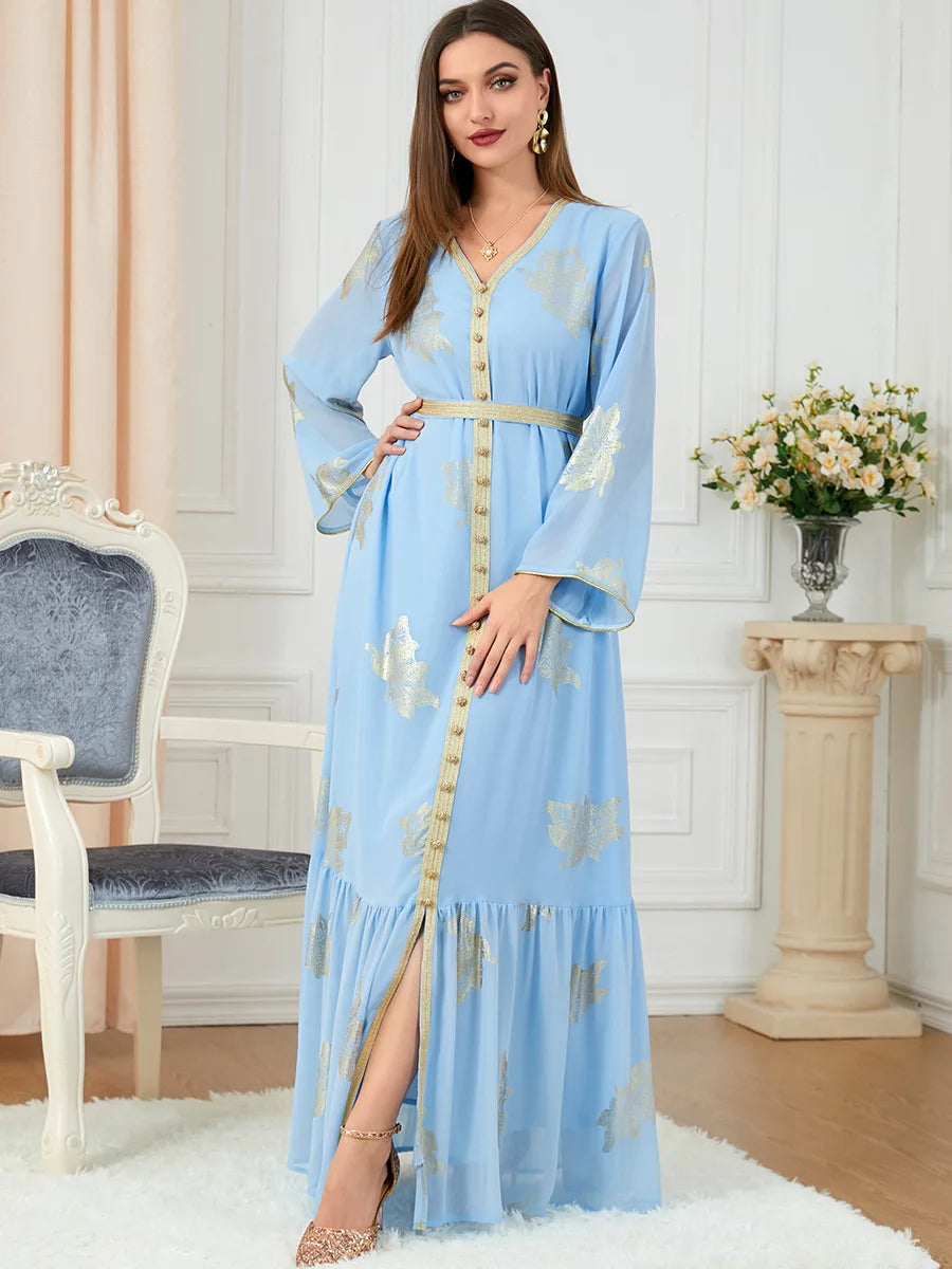 Abaya Muslim Maxi Long Sleeve Dress With Cap Women Diamond Arab Dubai Islamic Clothing Autumn New Loose Casual Turkey Robe