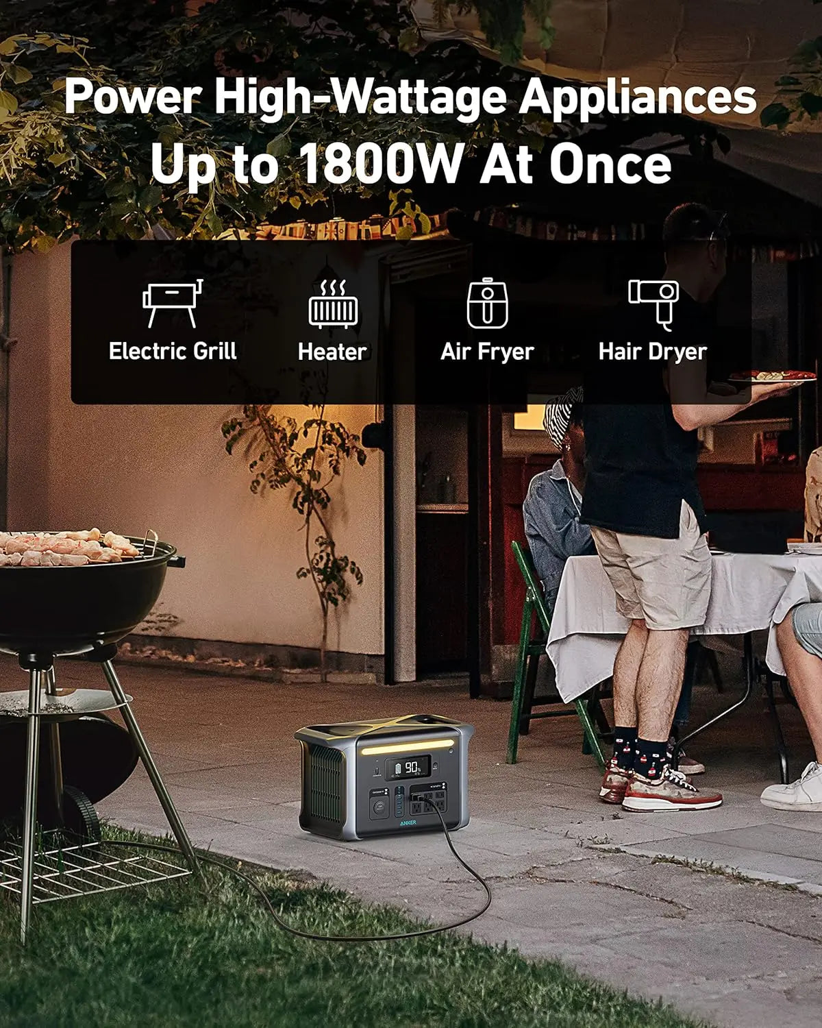 Portable Power Station PowerHouse Solar Generator with Solar Panel LiFePO4  AC Outlets LED Light for Outdoor Camping