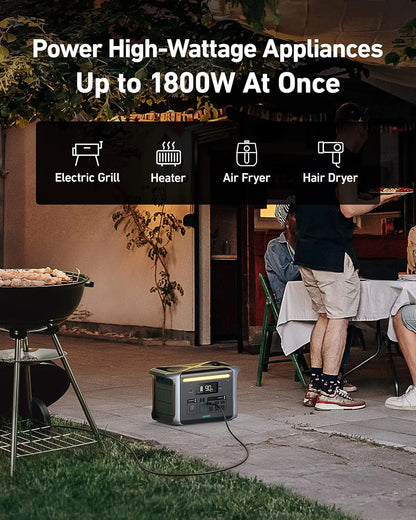 Portable Power Station PowerHouse Solar Generator with Solar Panel LiFePO4  AC Outlets LED Light for Outdoor Camping