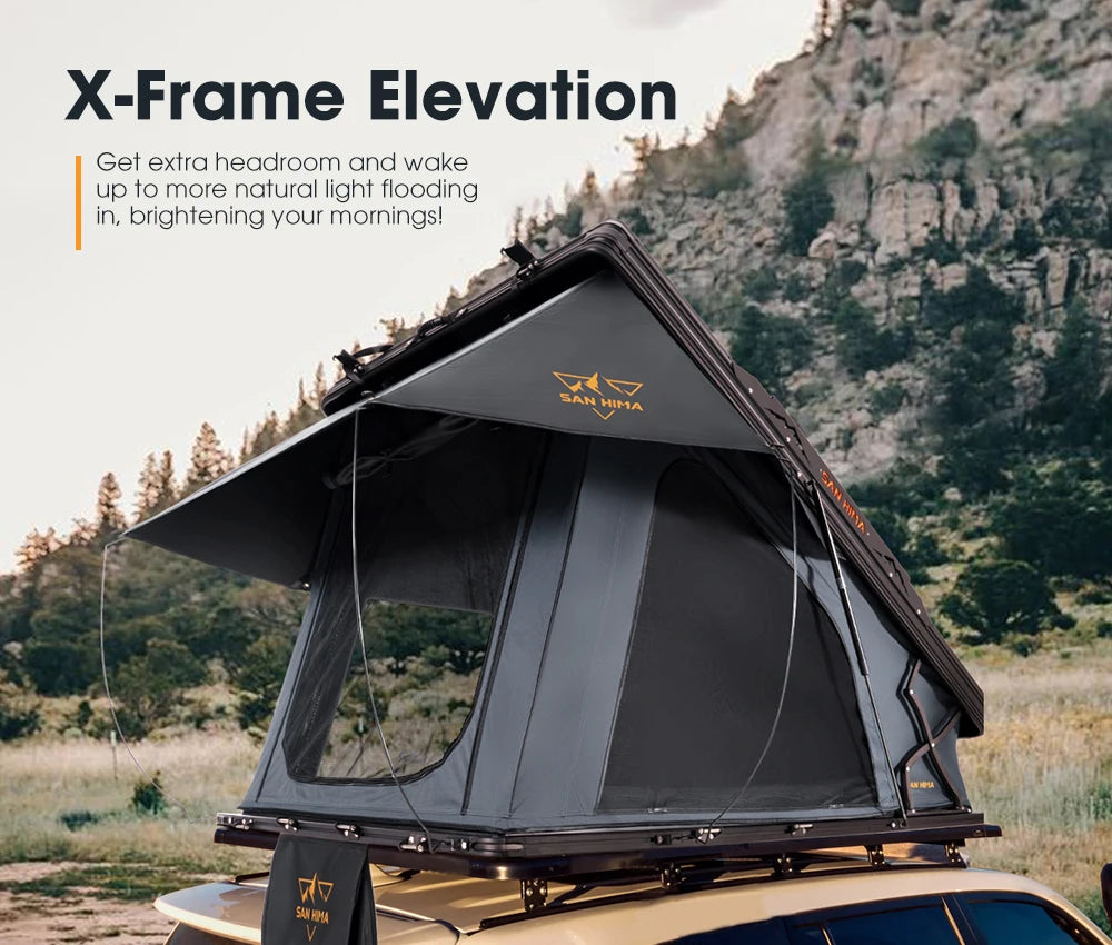 SAN HIMA Quick Set Up Waterproof Car Camping Hardshell Rooftop Tent 2 Person Hard Shell Roof Top Tent for 4WD 4x4 Off-road