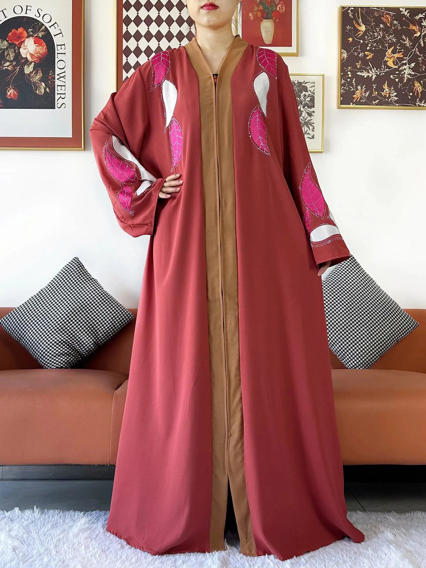 High Grade Fabric Women Party Dress Chiffon Open Abaya Muslim Women Dress Islamic Clothing Cardigan Abaya Women Muslim Dress