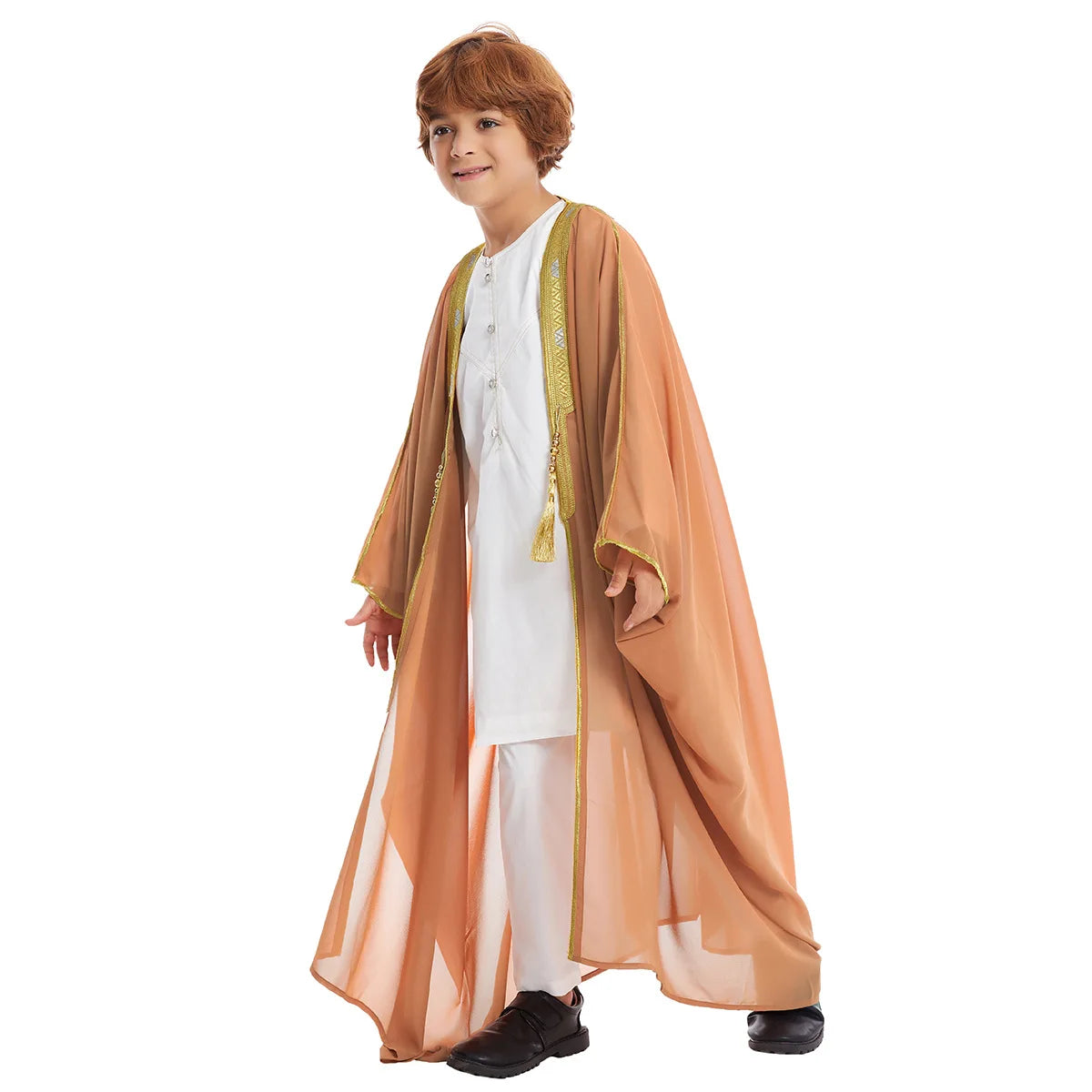 Eid Muslim Men Boy Kids Jubba Thobe Kimono Abaya Dress Islamic Ramadan Robe Saudi Arabic Musulman Caftan Dubai Djellaba Kebaya