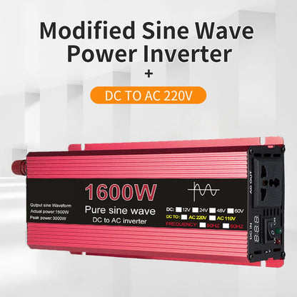 Pure Sine Wave Inverter DC 12V/24V To AC 110V/220V 1000W 1600W 2000W 2200W Portable Power Bank Converter Solar Inverter