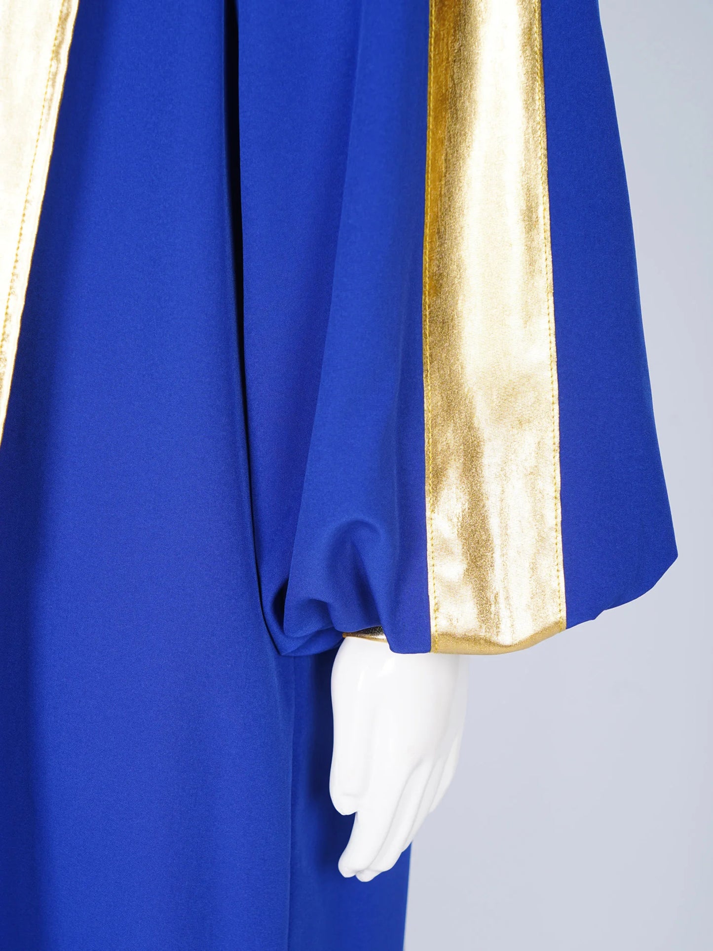 Deluxe Choir Robe For Church Boys Girls Long Sleeve Metallic Contrast Zipper Worship Dance Stained Glass Robe Muslim Arabic Thob