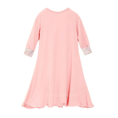 Muslim traditional clothing Islamic robe kids baby girls richer Saudi Arab Dubai solid abaya kaftan with ruffle bow hijab dress