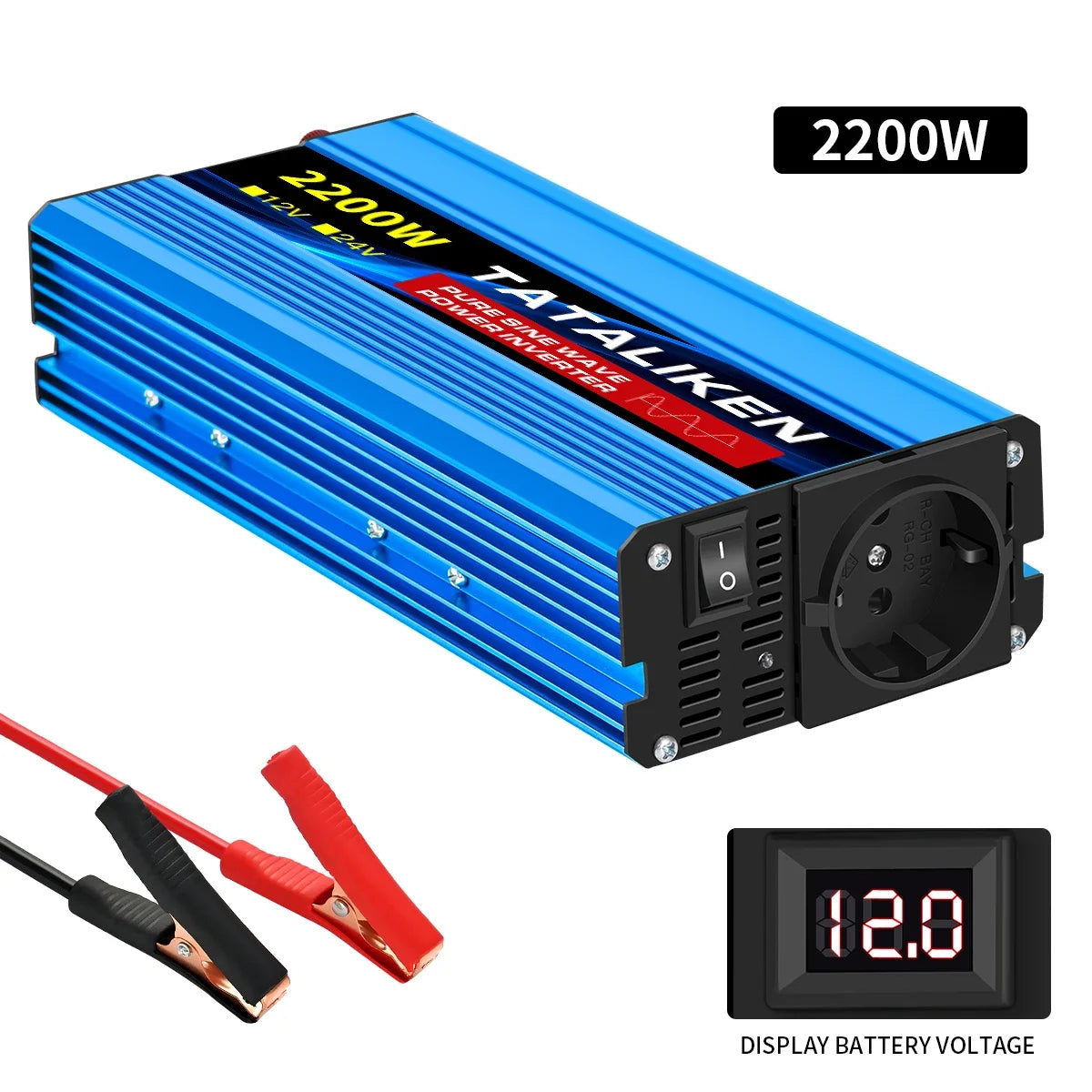 1600W/2200W/3000W/4000W  Pure Sine Wave Inverter DC 12V/24V to AC 220V 50hz Power Inverter Charger Converter Adapter EU Socket