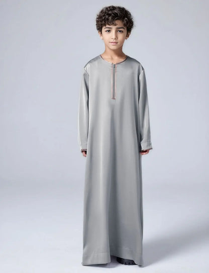New 2025 Islamic Muslim Kids Clothing Long Sleeve Loose Jubba Thobe Saudi Arab Kaftan Maxi Robe Boys Pakistan Dubai Caftan Dress
