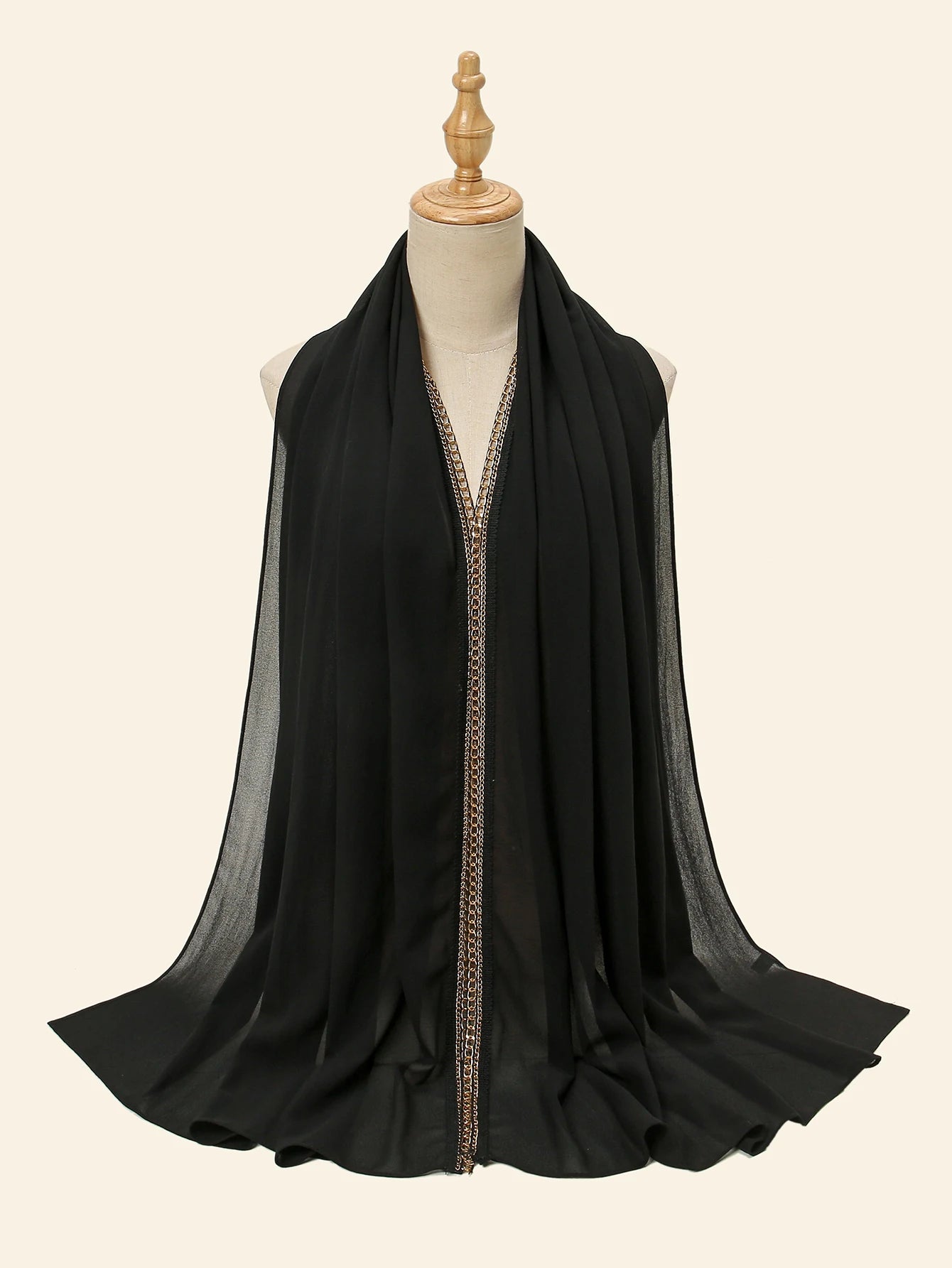 New Muslim Bubble Chiffon Hijab Shawls With Chain Luxury Diamond Jewelry HeadWrap Islamic Ramadan Hijabs Scarves Lady Headscarf