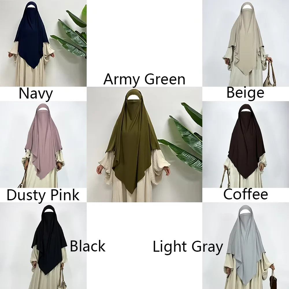 Premium Jersey Khimar Stretchy Breathable High Quality One Layer EID Ramadan Muslim Women Islamic Diamond Shape Prayer Hijab