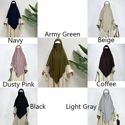 Premium Jersey Khimar Stretchy Breathable High Quality One Layer EID Ramadan Muslim Women Islamic Diamond Shape Prayer Hijab