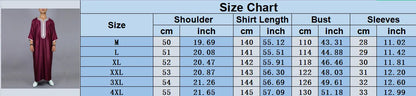 Fashion Islam Men Clothing Moroccan Kaftan Red Embroidered Loose and Breathable Djellaba Abaya Jubba Thobe for Male Muslim Robes