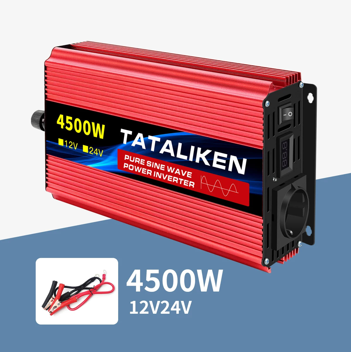 Pure Sine Wave Inverter 1600W/2200W/3000W/4000W DC 12V/24V to AC 220V 50hz Power Inverter Charger Converter Adapter EU Socket