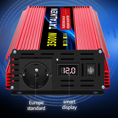 pure sine wave power inverter 12V to 220V 50HZ 2500W 3500W 4500W 5000W 6000W DC to AC voltage converter  power supply EU Socket
