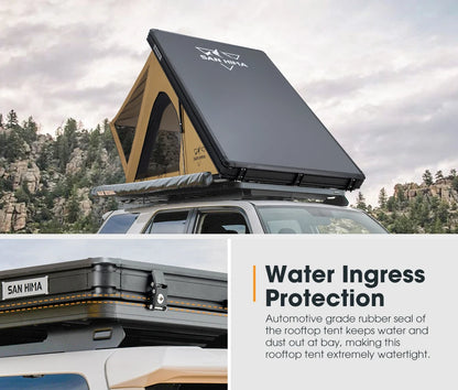 For SAN HIMA Waterproof Slimline Aluminum Pop-Up Roof Tent Car Rooftop Tent Hardshell In-built Led Light Bar For 4x4 4WD Camping