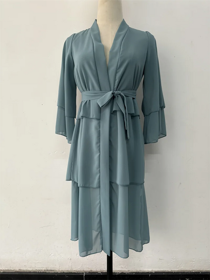 Ramadan Muslim Girls Abaya Solid Long Kaftan Open Abayas Robe Dress Kebaya Kids Clothes Dubai Kaftan Kimono Jalabiya Caftan Gown