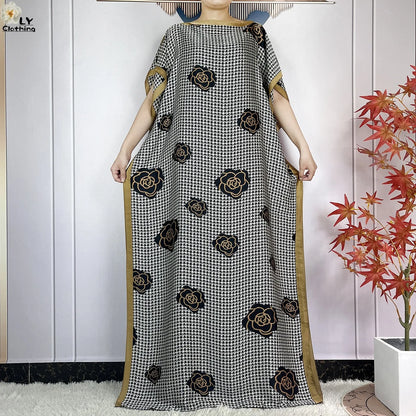 Muslim Abayas For Women 2023 New Fashion Printed Silk Soft Loose Femme Elegant Robe African Maxi Party Dresses With Belt Turban