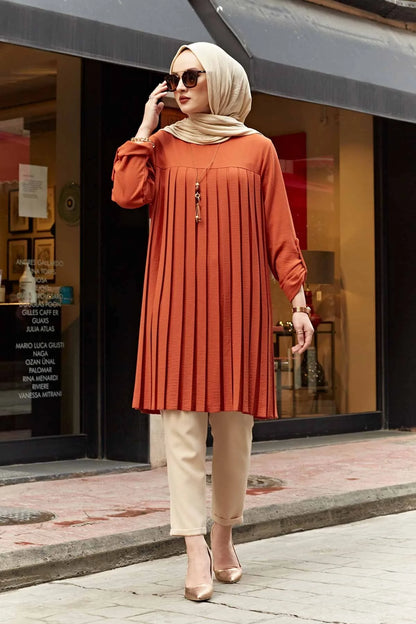 Pleated Girl's Blouse Shirt Adjustable Sleeve Women Top Islamism Blouses for Muslim Women Many Colors Muslim Fashion Women