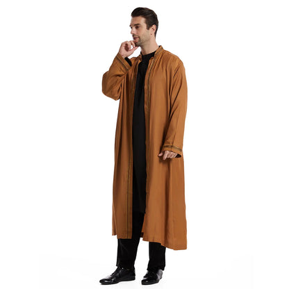 Eid Cardigan Muslim Men Jubba Thobe Mens Abaya Long Dress Islamic Ramadan Kimono Long Robe Saudi Arabic Musulman Caftan Dubai