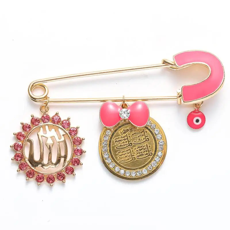 Exquisite Shiny Zircon Islamic Muslim Allah Brooch Arabian Religious Evil Eye Brooch Men Women Popular Clothing Matching Gifts