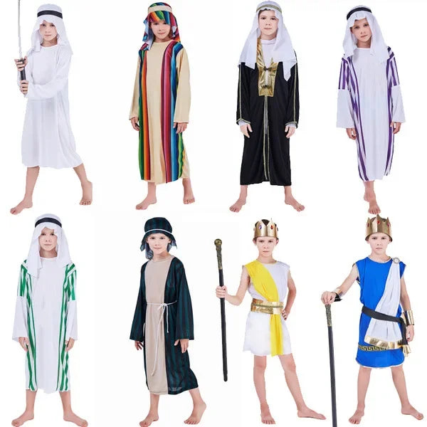 Kids Arab Arabian Costume Middle East Costume Robe Boy Child Prince Clothes Halloween Carnival Cosplay Children Muslim Costumes