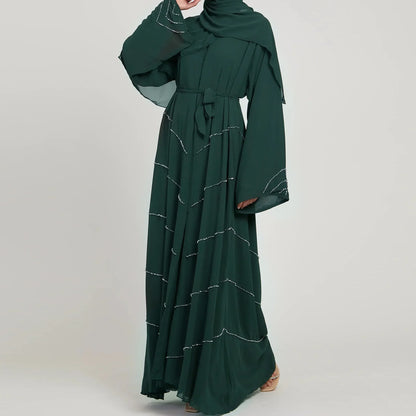 Hand made diamond beading Ramadan Eid Muslim dress long abayas robe fancy maxi French stylish modest Islamic wy1368 G1665