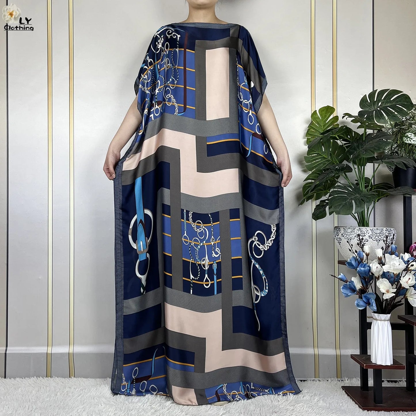 Muslim Abayas For Women 2023 New Fashion Printed Silk Soft Loose Femme Elegant Robe African Maxi Party Dresses With Belt Turban