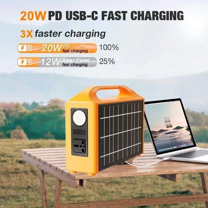 100W Portable Power Station 100V/220V Solar Power Generator UPS Charging Stations Outdoor Emergency Power Bank LED For Camping