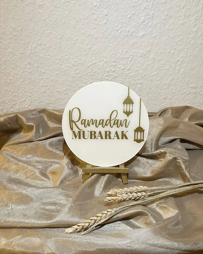 2pcs Ramadan Mubarak Acrylic Sign Table Centerpiece Decor Ramadan Kareem Eid Mubarak Muslim Islam Ramazan Eid Decor Easel