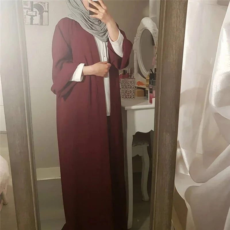 A Islamic clothing for women abaya Muslim fashion kaftan dress long sleeve cardigan solid Arab Dubai Turkish Islam dresses