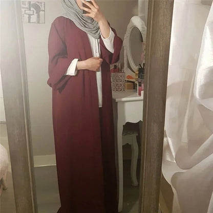 A Islamic clothing for women abaya Muslim fashion kaftan dress long sleeve cardigan solid Arab Dubai Turkish Islam dresses