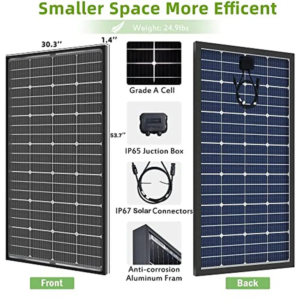 200W Bifacial Monocrystalline Solar Panel 12V 10BB High Efficiency Module RV Home Battery Charging Farm Transparent Backsheet