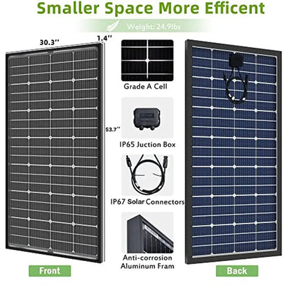 200W Bifacial Monocrystalline Solar Panel 12V 10BB High Efficiency Module RV Home Battery Charging Farm Transparent Backsheet