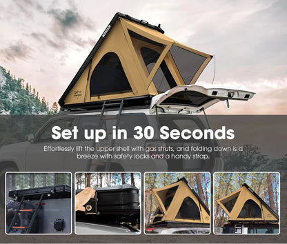 For SAN HIMA Waterproof Slimline Aluminum Pop-Up Roof Tent Car Rooftop Tent Hardshell In-built Led Light Bar For 4x4 4WD Camping