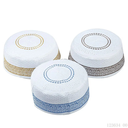 Muslim Men Prayer Hat Cotton Embroidery Islam Men's Arabia Indian Hats Islamic Clothing Accessories Arab Middle East Caps