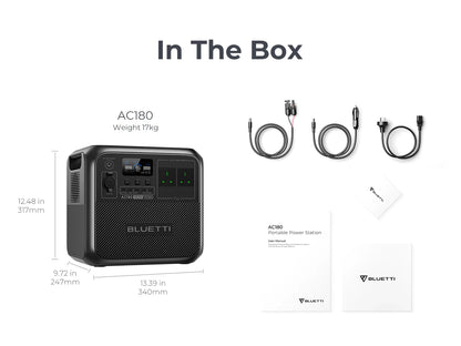 [US Plug] BLUETTI AC180 1152Wh 1800W Protable Power station LiFePO4 Solar Generator 3500+ Cycles For Camping Hiking Fish Trips