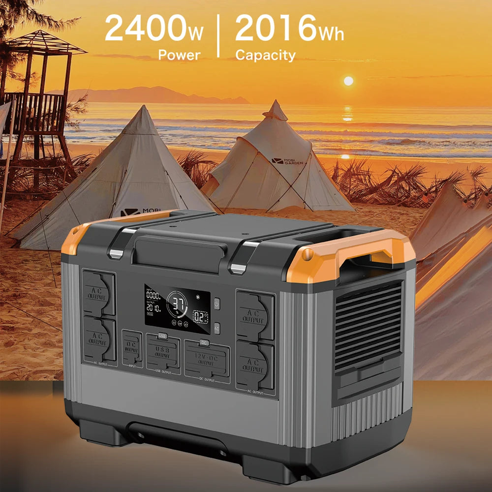 2016Wh Power Station Energy storage system Solar Panel large capacity home and outdoor 220V LifePO4  Battery 2400W Inverter