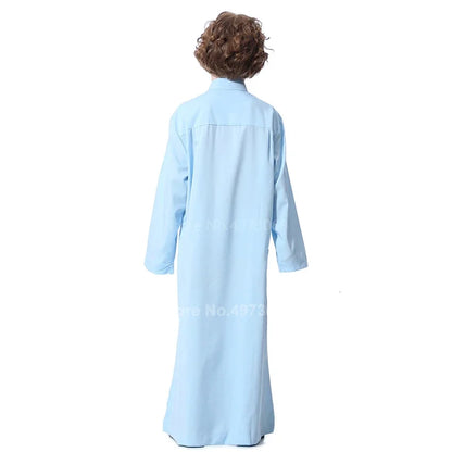 Muslim Robe Teenager Kids Saudi Arabia Pakistan Boy Thobe Middle East Full Sleeve Jubba Islamic Clothing Men Party Thobe Kaftan