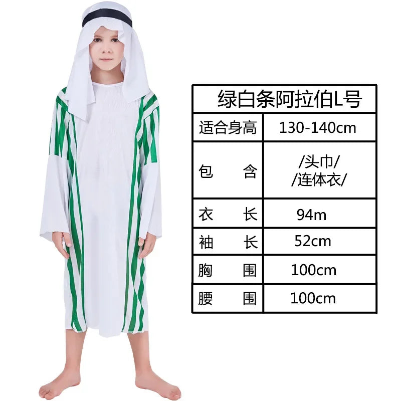 Kids Arab Arabian Costume Middle East Costume Robe Boy Child Prince Clothes Halloween Carnival Cosplay Children Muslim Costumes