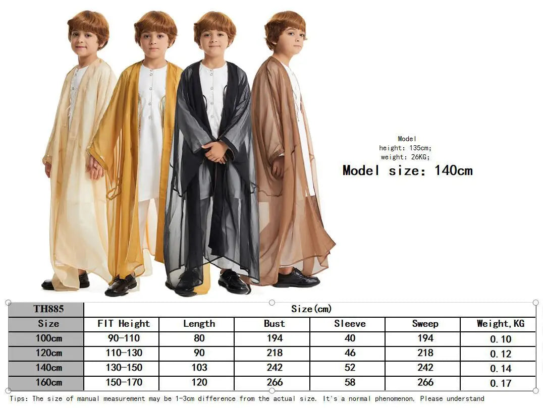 Middle East Kids Boy Robe Muslim Dress Kimono Dishdasha Islamic Dubai Saudi Abaya Prayer Abaya Ramadan Jubba Thobe Arab Clothing