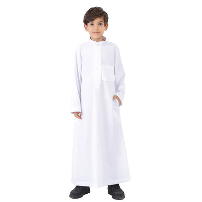 Muslim Saudi Kids Boys Dishdasha Long Sleeve Robe Thobe Dubai Islamic Abaya Middle East Arab Clothing Child Dress Kaftan Caftans