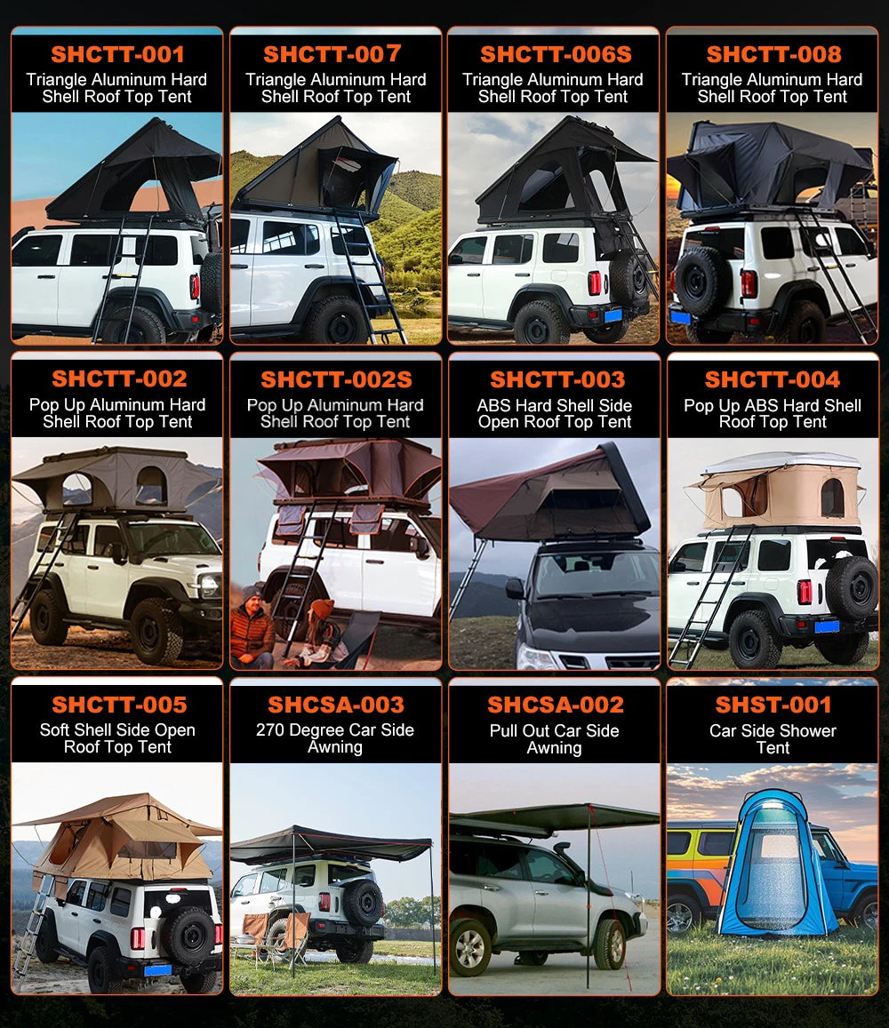 New Upgrade Automatic Rooftop Tent Durable 4-Sided Window With Sturdy Aluminium Roof Top Pop-Up Triangle Hard Shell For Camping