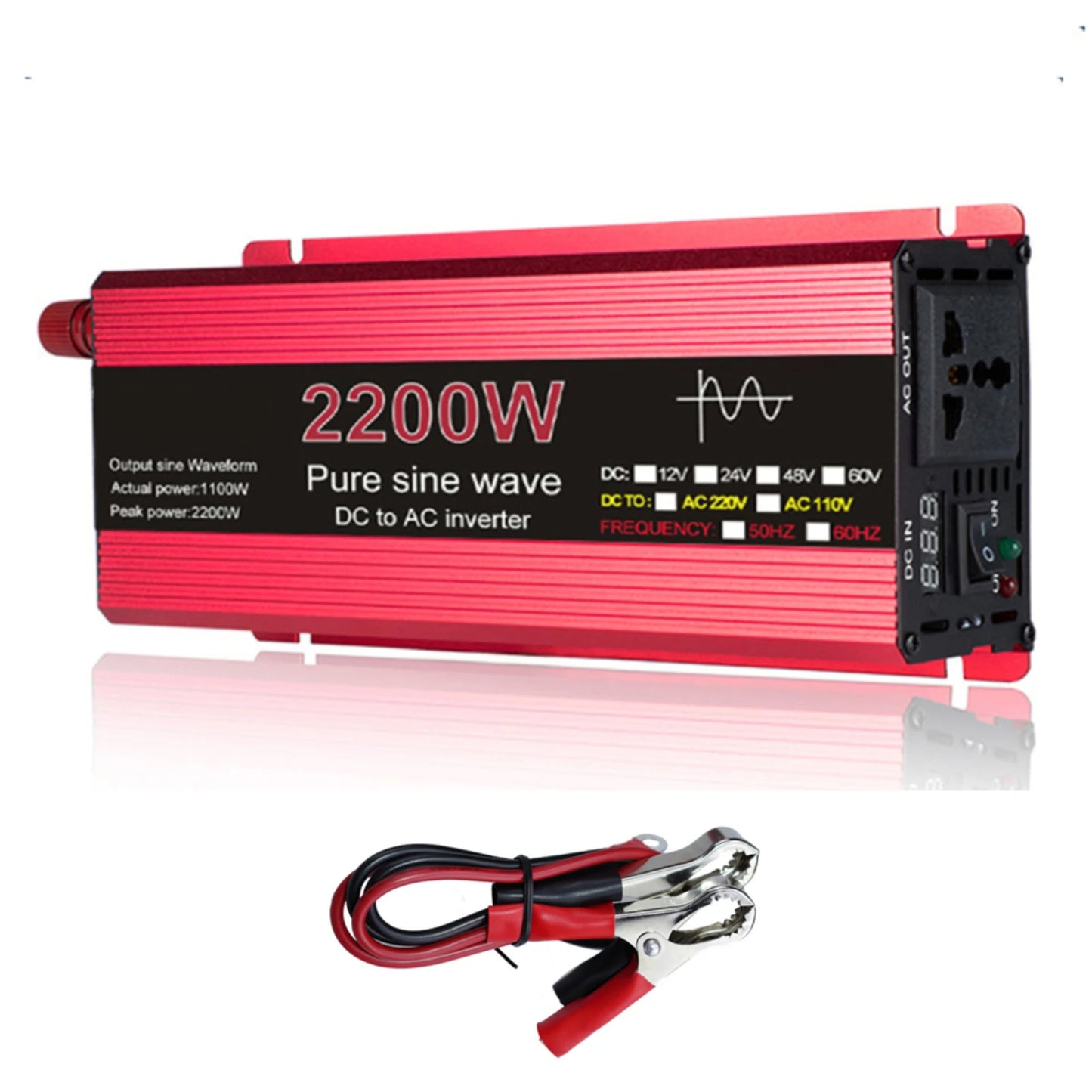Pure Sine Wave Inverter DC 12V/24V To AC 110V/220V 1000W 1600W 2000W 2200W Portable Power Bank Converter Solar Inverter