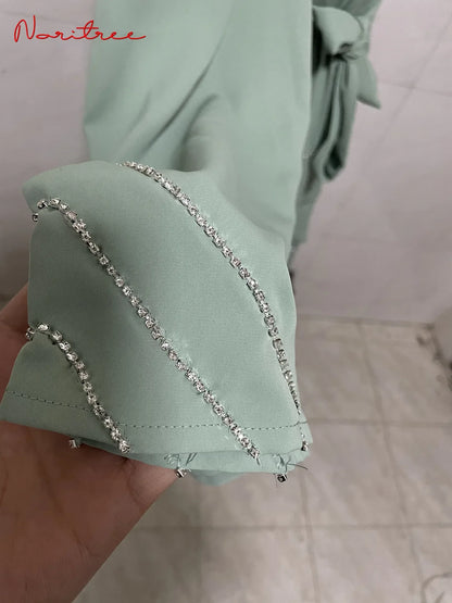 Hand made diamond beading Ramadan Eid Muslim dress long abayas robe fancy maxi French stylish modest Islamic wy1368 G1665