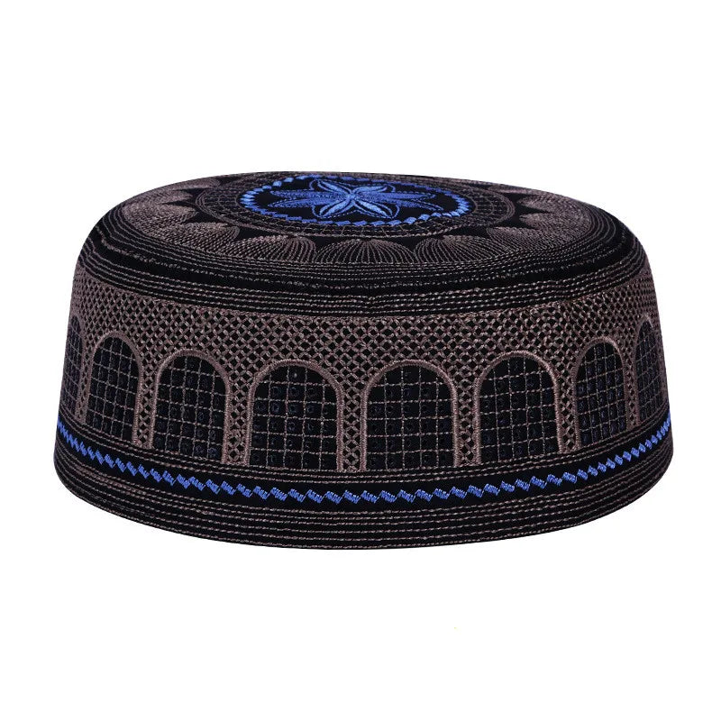 Saudi High-Quality Arabia Style Islamic Round Cap Embroidery Hat Muslim Men Headwear Abaya Prayer Caps Headscarf Clothing Turban