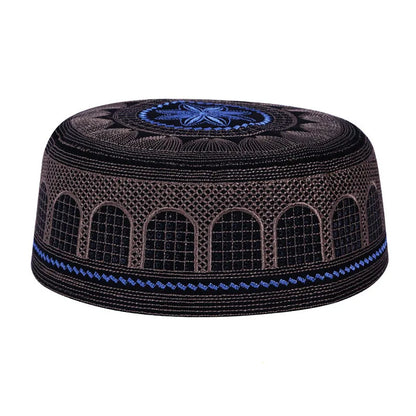 Saudi High-Quality Arabia Style Islamic Round Cap Embroidery Hat Muslim Men Headwear Abaya Prayer Caps Headscarf Clothing Turban